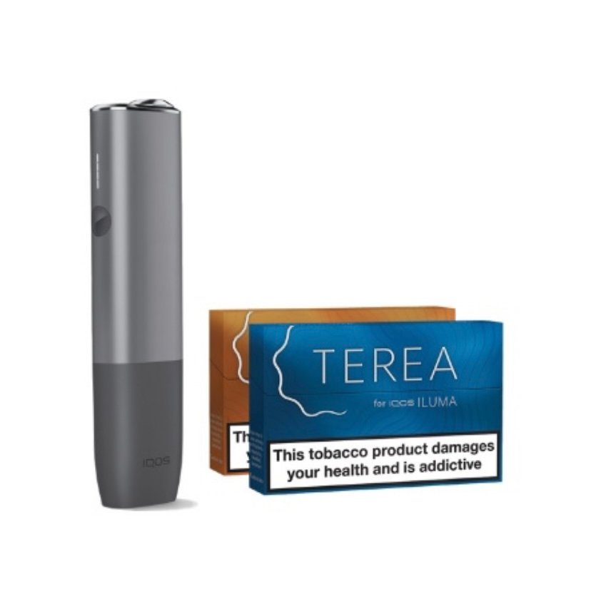 IQOS ILUMA ONE HEATED TOBACCO DEVICE STARTER KIT WITH TOBACCO REFILLS (PEBBLE GREY)